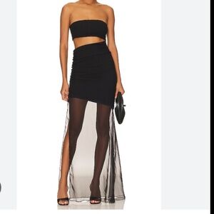 NBD Strapless Black Dress with Sheer Skirt